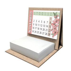 CALENDARIO DE MESA COM BLOCO DE ANOTAÇÃO CEREJEIRA 10X10,5X10