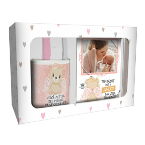 CAIXA PRESENTE COM PORTA RETRATO E CANECA MADRINHA BEBÊ 16X23X8,5