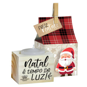 CUBO DE MESA COM VELA NATAL É TEMPO DE LUZ 5X5,5X5