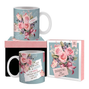 CANECA CERÂMICA MÃE VOCÊ ENCHE DE CARINHO 