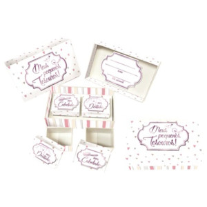 CAIXA RIGIDA PEQUENA PEQUENOS TESOUROS ROSA LISTRADO 10X17X7