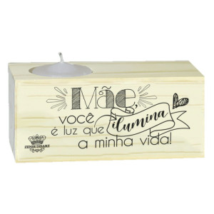 ENFEITE DE MESA COM VELA MÃE VOCÊ É LUZ QUE ILUMINA...5X11X5