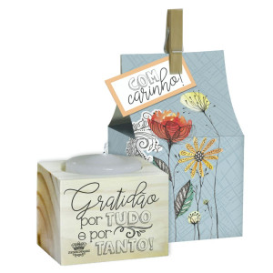 CUBO DE MESA COM VELA.GRATIDÃO... JARDIM 1 5X5,5X5