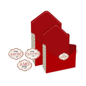 KIT C/6 CAIXA ENVELOPE VERMELHO 28X20X8,5 23,5X17X7