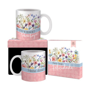 CANECA CERÂMICA  FELICIDADE ....MINHA DOSE