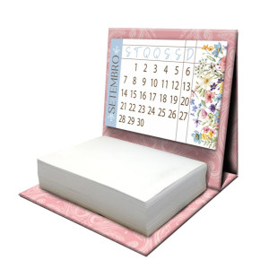CALENDARIO DE MESA COM BLOCO DE ANOTAÇÃO RAMINHO 10X10,5X10