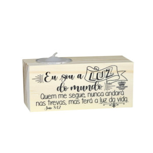 ENFEITE DE MESA COM VELA EU SOU A LUZ DO MUNDO...5X11X5