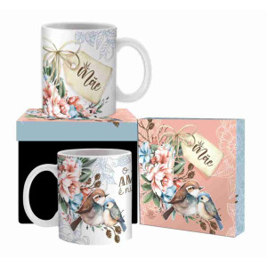 CANECA CERÂMICA MÃE PASSAROS