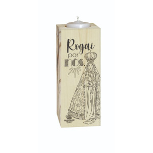 ENFEITE DE MESA COM VELA ROGAI POR NÓS...15X5X5