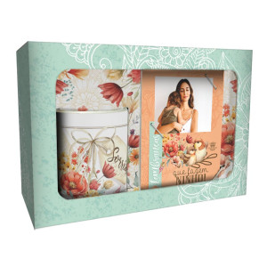 CAIXA PRESENTE COM PORTA RETRATO E CANECA PASSARINHO 16X23X8,5