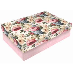 CAIXA RIGIDA RETANGULAR - 140 - FLORAL Kit c/4 tamanhos - 1 peça cada