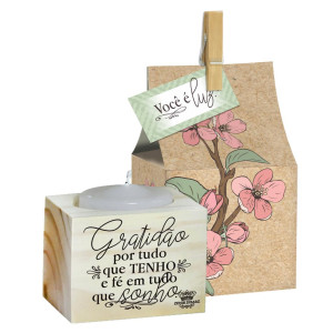 CUBO DE MESA COM VELA GRATIDÃO...CEREJEIRA 5X5,5X5