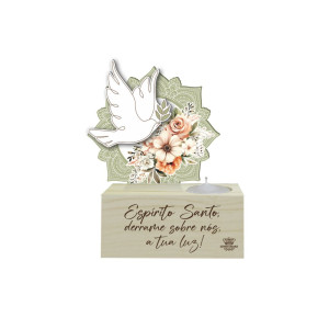 ENFEITE DE MESA COM VELA ESPÍRITO SANTO DERRAME SOBRE NÓS...16X11X5