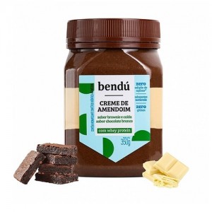 Creme de Amendoim Sabor Brownie & Chocolate Branco 350g - Bendú