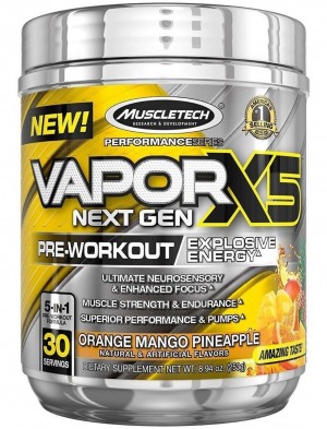 Vapor X5 Next Gen (30 doses) Pré Treino - sabor Orange Mango Pineapple - MuscleTech