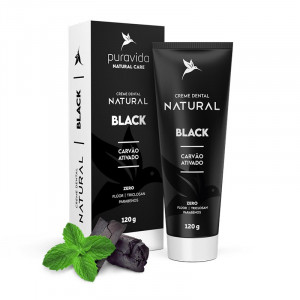 Creme Dental Natural Black Carvão Ativado 120g - Puravida
