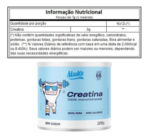 Creatina 100% Pura Monohidratada 200g - Muke