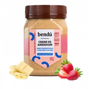 Creme de Amendoim Chocolate Branco Com Calda De Morango 350g - Bendú