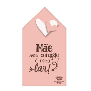 PLACA DE MESA COM APLIQUE MÃE SEU CORAÇÃO É MEU LAR 12X7