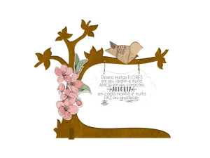 ENFEITE PLACA DESEJO MUITAS FLORES EM SEU JARDIM...CEREJEIRA 17X17