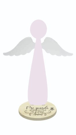ENFEITE DE MESA ANJO ME GUARDE...ROSA 22X11
