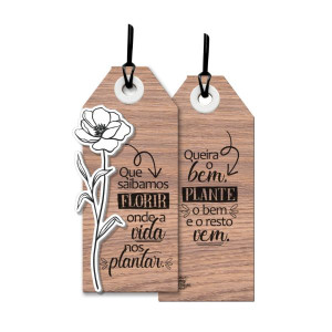 TAG COM APLIQUE QUE SAIBAMOS FLORIR...MEMÓRIA 18X7,5