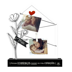 PORTA-RETRATO DE MESA COM APLIQUE MÃE NOSSAS LEMBRANÇAS...MEMÓRIA 24X20X4,5