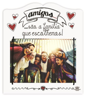 PORTA-RETRATO COM ELÁSTICO AMIGOS SÃO A FAMÍLIA 20,5X18