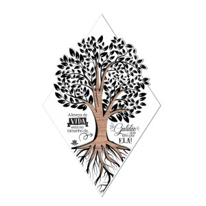 QUADRO COM APLIQUE ÁRVORE DA VIDA...MEMÓRIA 38X25