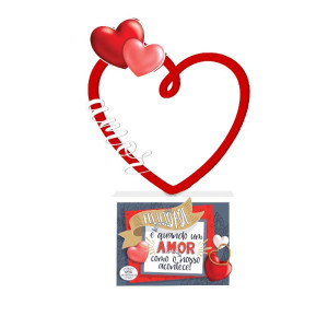 ENFEITE DE MESA CORAÇÕES FELICIDADE É QUANDO UM AMOR...21,5X13