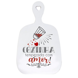 QUADRO COM APLIQUE COZINHA TEMPERADA COM AMOR! 28,5X18