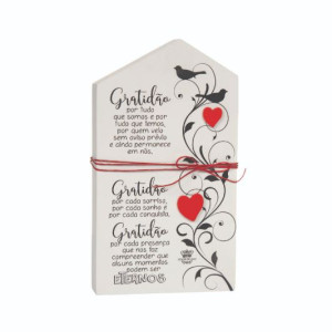 PLACA DE MESA CASINHA GRATIDÃO...ARABESCO 21X12X3