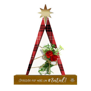 ENFEITE DE MESA COM APLIQUE GRATIDÃO POR MAIS UM NATAL 22X18X3,5