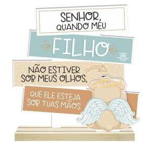 PLACA DE MESA FILHO BABY URSO AZUL 17X16