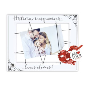 PORTA-RETRATO ENTRELAÇADO C/ APLIQUE HISTÓRIAS INESQUECÍVEIS... CACTOS 20X25