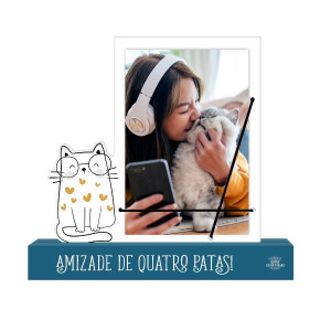 PORTA-RETRATO COM ELÁSTICO AMIZADE DE 4 PATAS GATO... PET CORAÇÃO 1 19X21