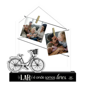 PORTA-RETRATO DE MESA COM APLIQUE LAR É ONDE SOMOS...MEMÓRIA 24X20X4,5