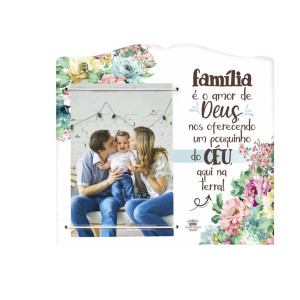 PORTA-RETRATO COM ELÁSTICO FAMÍLIA É O AMOR DE DEUS...20,5X18