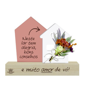 ENFEITE DE MESA COM APLIQUE NESTE LAR...VÓ...FLORESCER 13X16X4,5