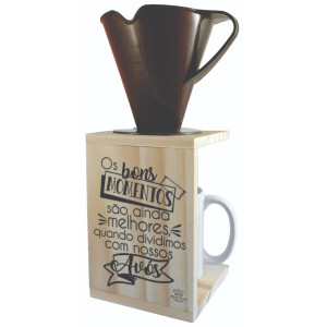 SUPORTE COM COADOR DE CAFÉ OS BONS MOMENTOS...AVÓS 30X15X11,5