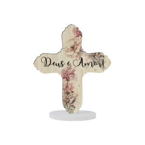 ENFEITE DE MESA CRUZ DEUS É AMOR 14X11,5