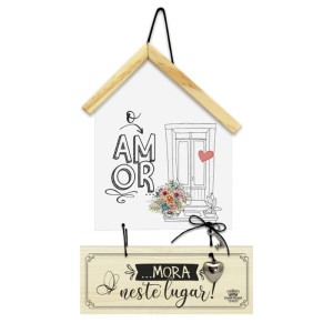 MÓBILE DE PAREDE CASINHA O AMOR MORA...CELEBRAÇÃO 24X15