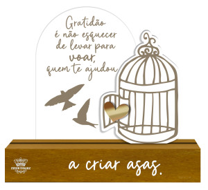 ENFEITE DE MESA GAIOLA, GRATIDÃO É NÃO ESQUECER... AURORA 1 16X14