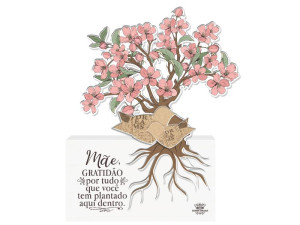 PLACA DE MESA MÃE GRATIDÃO POR TUDO...CEREJEIRA 20X17