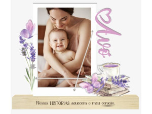 PORTA-RETRATO ELÁSTICO COM APLIQUE AVÓ NOSSAS HISTÓRIAS...19X24X4,5