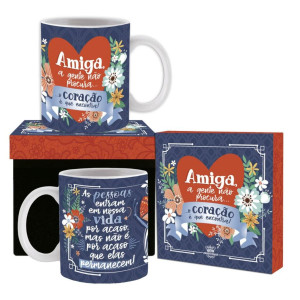 CANECA CERÂMICA AMIGA A GENTE NÃO PROCURA...PRIMAVERA 