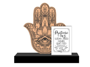 ENFEITE DE MESA COM APLIQUE PROTEÇÃO E LUZ...BENÇÃO 16X18X3,5