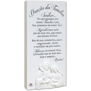MADEIRINHA DE MESA ORAÇÃO DA FAMÍLIA...BRANCO ESPECIAL 25,5X12,5
