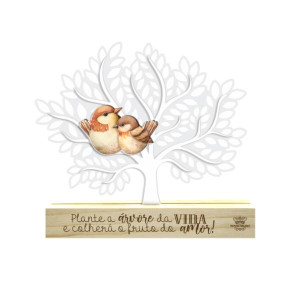 ENFEITE DE MESA PLANTE A ÁRVORE DA VIDA...PASSARINHO 15X16