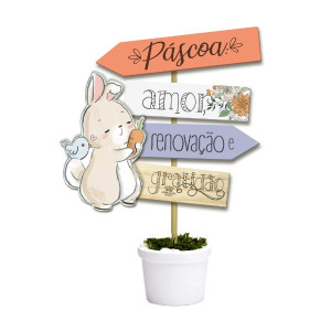 ENFEITE DE MESA BALDINHO COM PLAQUINHAS PÁSCOA 20X15